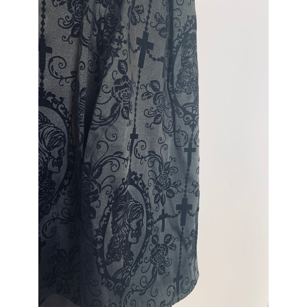 Banned High Low Skirt Women XL Black Gothic Velvet Damask Cameo Victorian Goth - Picture 12 of 15